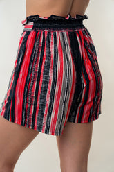 White Birch Full Size High Waisted Striped Shorts OutfitFlow